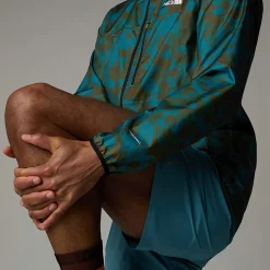 Clearance The North Face Higher Run Vindjakke Til Herrer Algae Blue Mountain Traverse Print