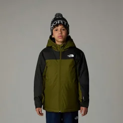 New The North Face Isoleret Freedom Jakke Til Drenge Forest Olive-TNF Black