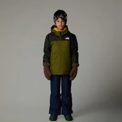 New The North Face Isoleret Freedom Jakke Til Drenge Forest Olive-TNF Black