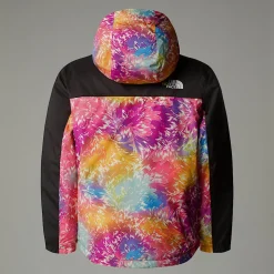 Clearance The North Face Isoleret Freedom Jakke Til Piger Radiant Poppy Blowing Wind Print