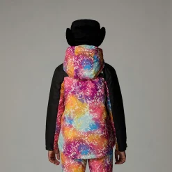 Clearance The North Face Isoleret Freedom Jakke Til Piger Radiant Poppy Blowing Wind Print