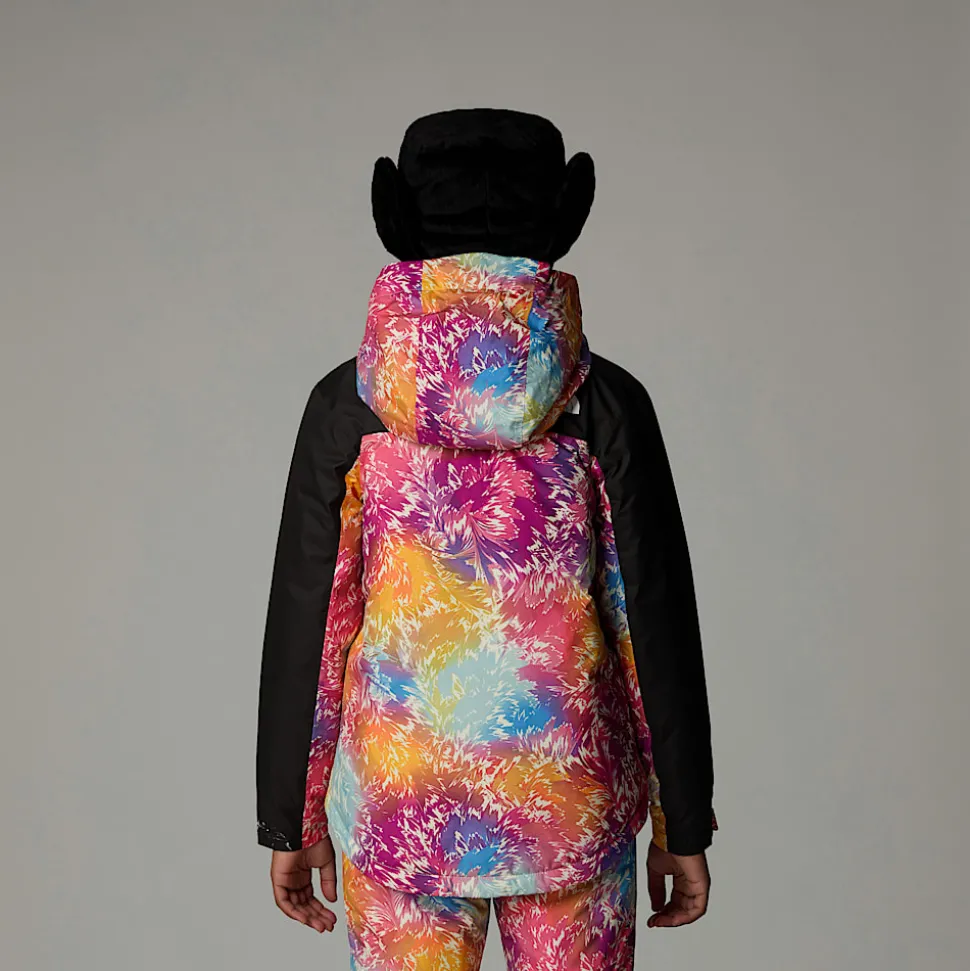 Clearance The North Face Isoleret Freedom Jakke Til Piger Radiant Poppy Blowing Wind Print