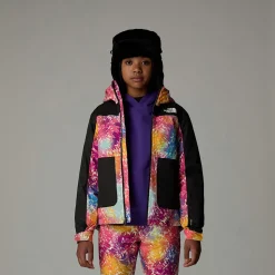Clearance The North Face Isoleret Freedom Jakke Til Piger Radiant Poppy Blowing Wind Print