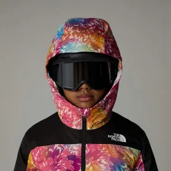 Clearance The North Face Isoleret Freedom Jakke Til Piger Radiant Poppy Blowing Wind Print