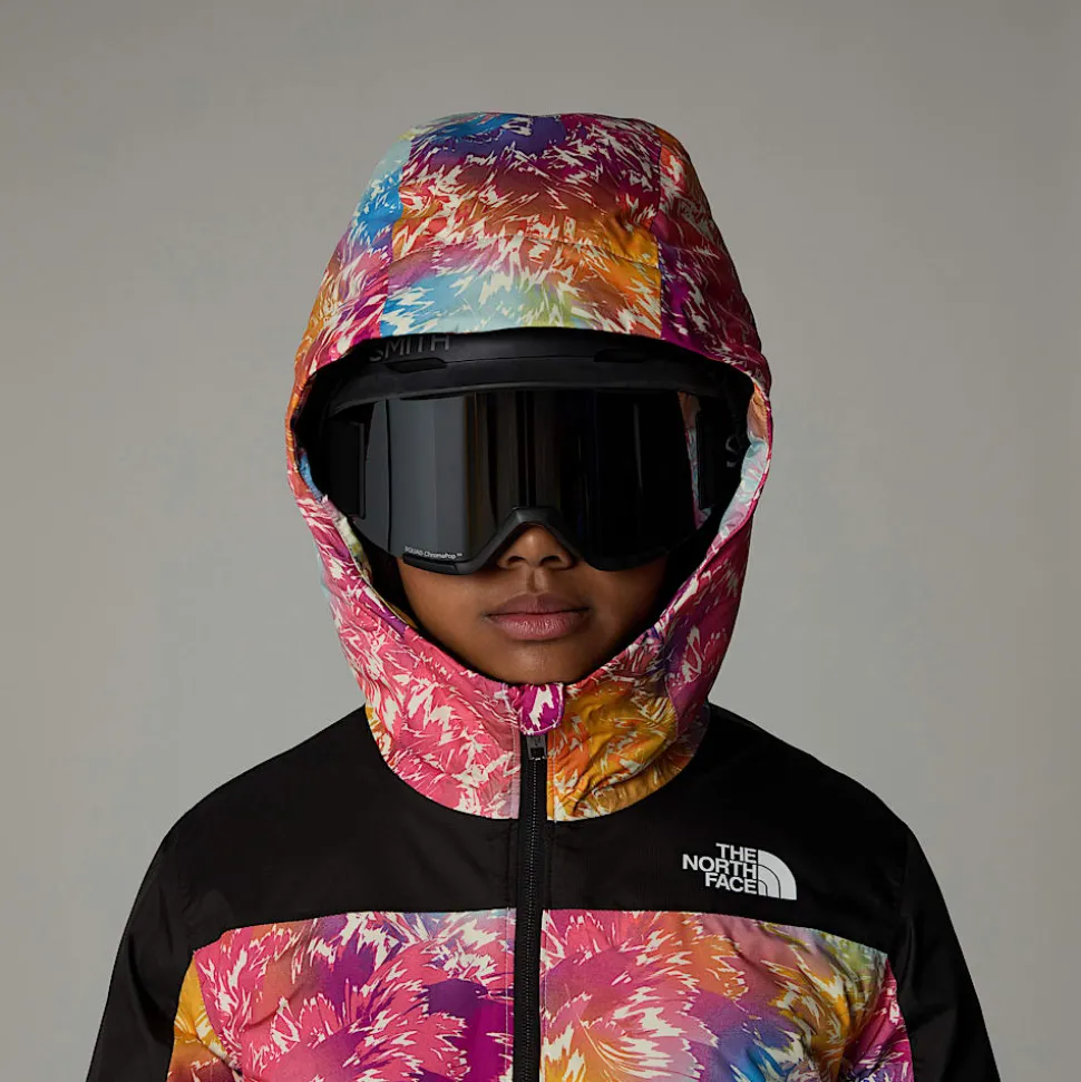 Clearance The North Face Isoleret Freedom Jakke Til Piger Radiant Poppy Blowing Wind Print