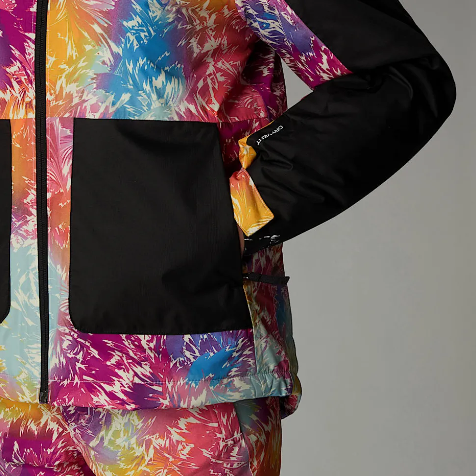Clearance The North Face Isoleret Freedom Jakke Til Piger Radiant Poppy Blowing Wind Print