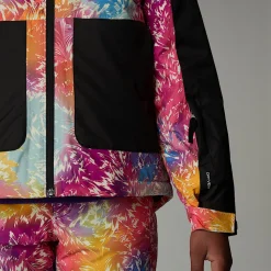 Clearance The North Face Isoleret Freedom Jakke Til Piger Radiant Poppy Blowing Wind Print