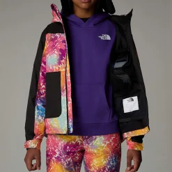 Clearance The North Face Isoleret Freedom Jakke Til Piger Radiant Poppy Blowing Wind Print