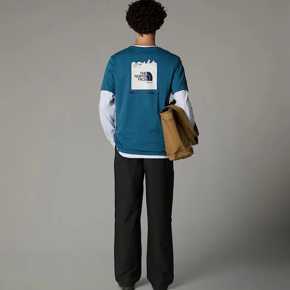 Hot The North Face Italy Redbox T-shirt Til Herrer Mallard Blue - White Dune - Eagle Blue
