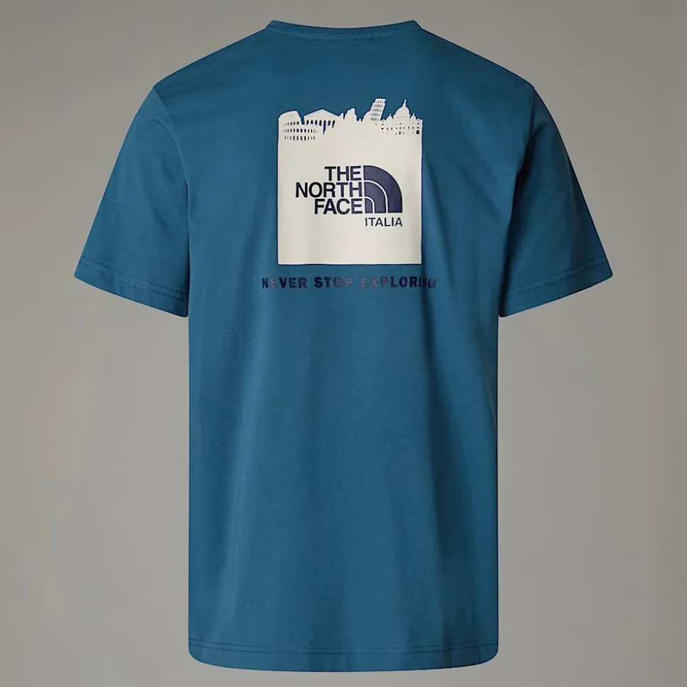 Hot The North Face Italy Redbox T-shirt Til Herrer Mallard Blue - White Dune - Eagle Blue