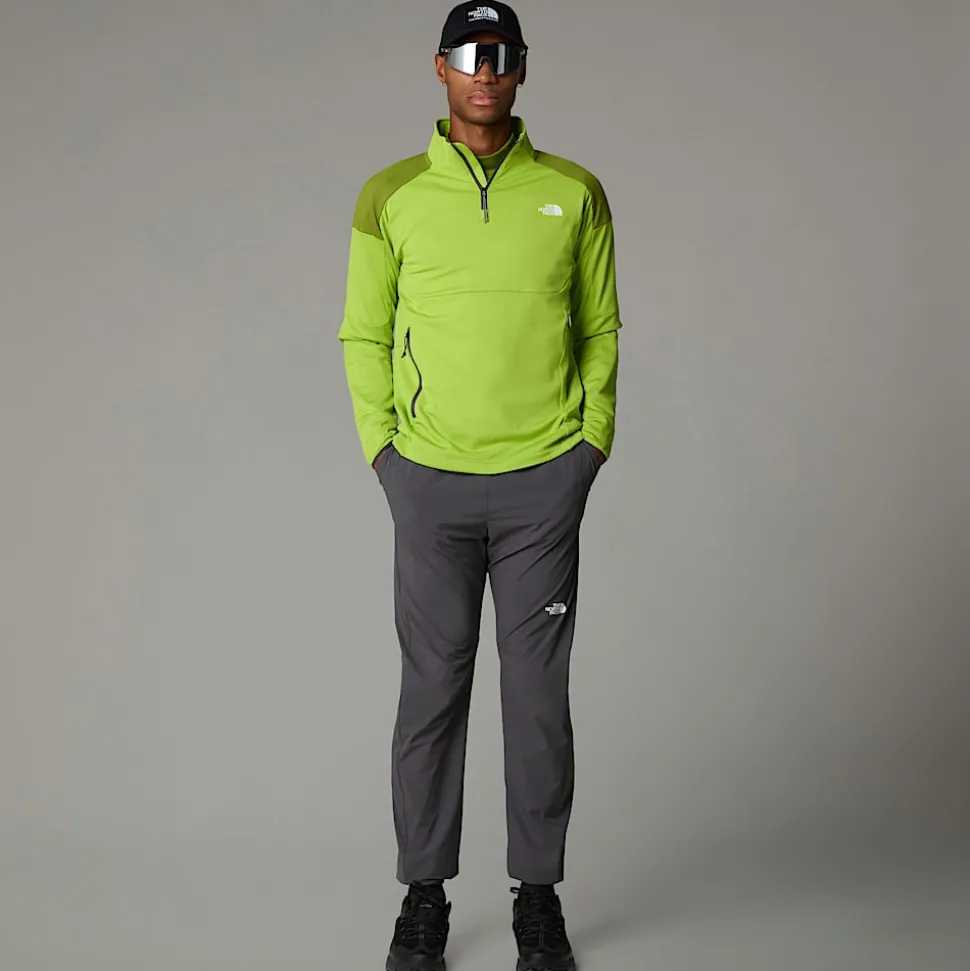 Cheap The North Face Kikash Sweatshirt Med Kvart Lynlås Til Herrer Meadow Grass