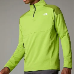 Cheap The North Face Kikash Sweatshirt Med Kvart Lynlås Til Herrer Meadow Grass