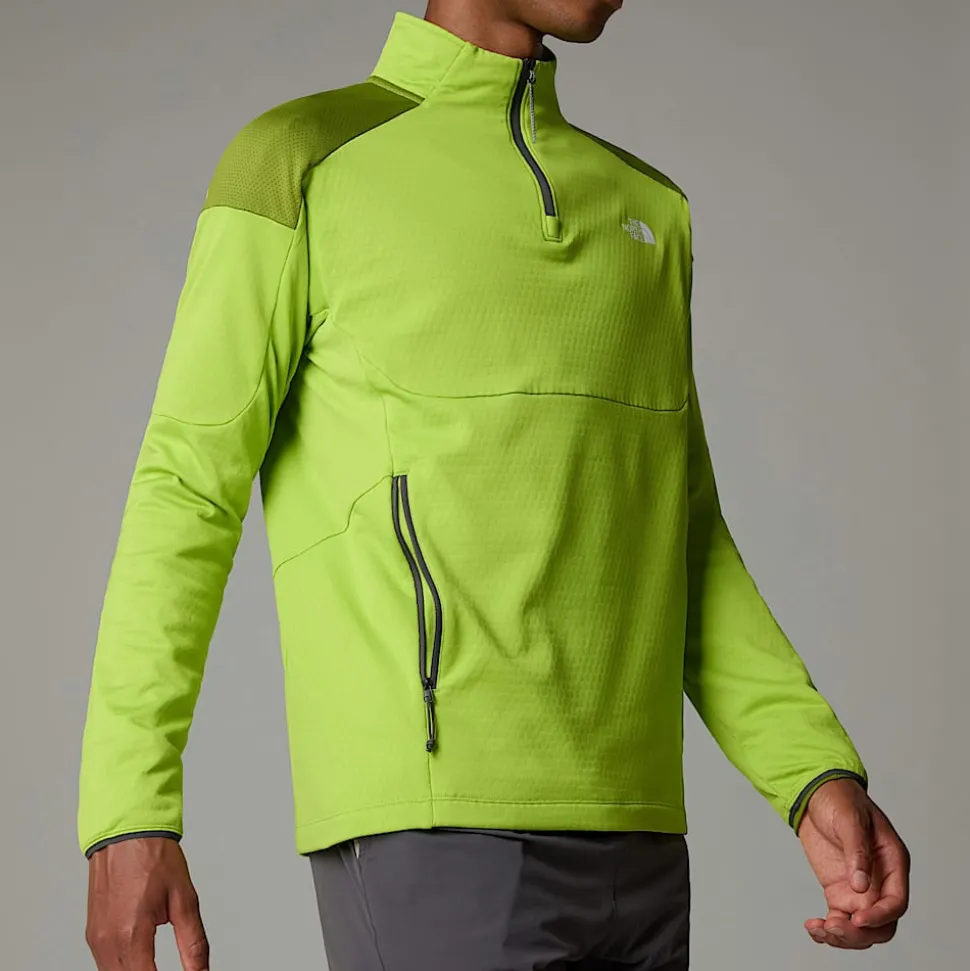 Cheap The North Face Kikash Sweatshirt Med Kvart Lynlås Til Herrer Meadow Grass