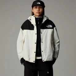 Sale The North Face Kort Mountain Mono Jakke Til Damer White Dune-TNF Black