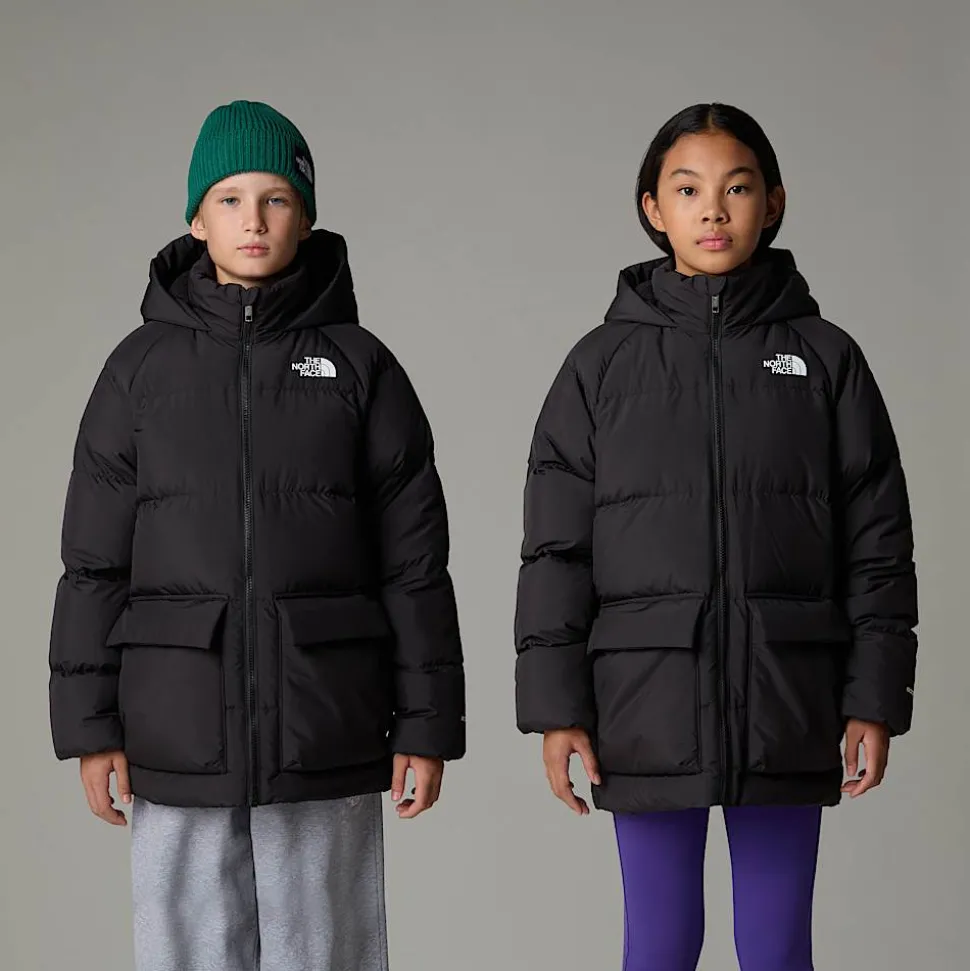 Clearance The North Face Kort North Dunparka Med Fleeceforing Til Unge TNF Black