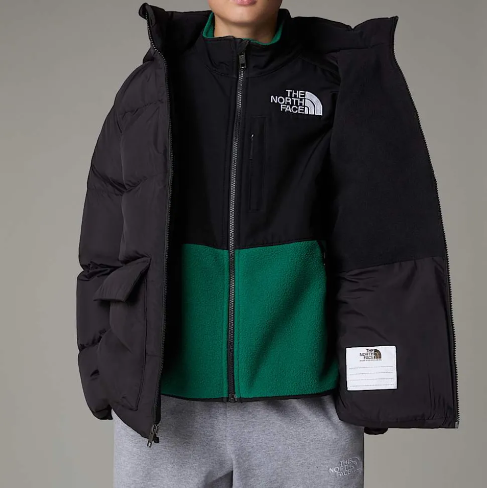 Clearance The North Face Kort North Dunparka Med Fleeceforing Til Unge TNF Black