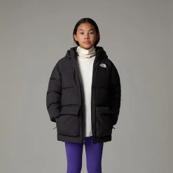 Clearance The North Face Kort North Dunparka Med Fleeceforing Til Unge TNF Black