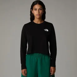 Best The North Face Langærmet Cropped Simple Dome T-shirt Til Damer TNF Black