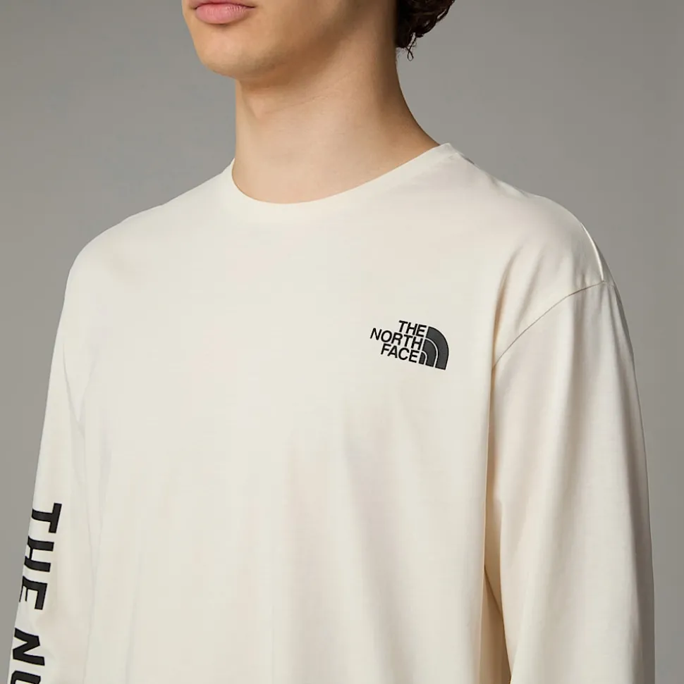 Fashion The North Face Langærmet Varsity Graphic T-shirt Til Herrer White Dune