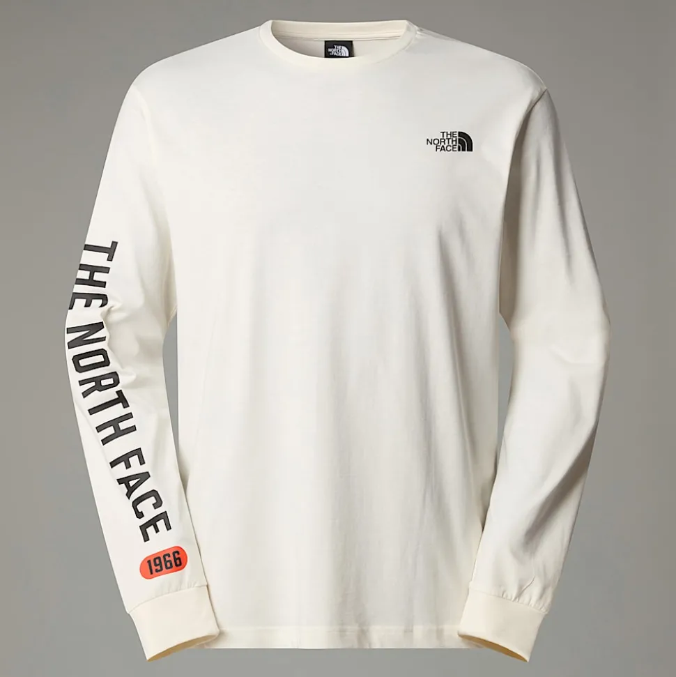 Fashion The North Face Langærmet Varsity Graphic T-shirt Til Herrer White Dune