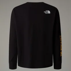 Cheap The North Face Langærmet Varsity Graphic Oversized T-shirt Til Unge TNF Black