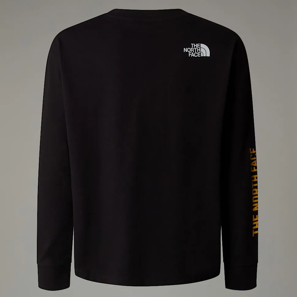 Cheap The North Face Langærmet Varsity Graphic Oversized T-shirt Til Unge TNF Black