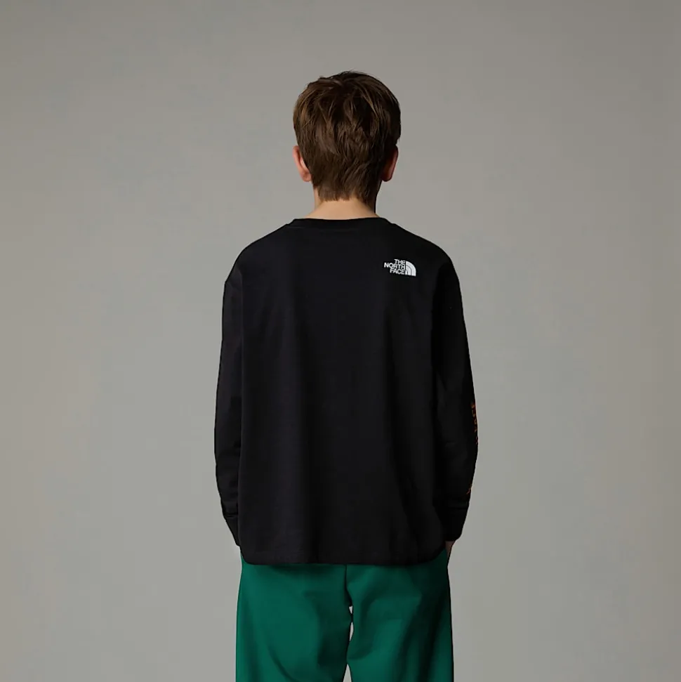 Cheap The North Face Langærmet Varsity Graphic Oversized T-shirt Til Unge TNF Black