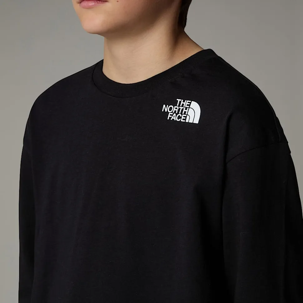 Cheap The North Face Langærmet Varsity Graphic Oversized T-shirt Til Unge TNF Black