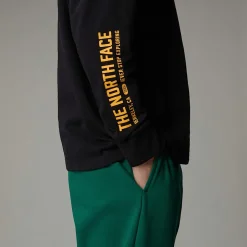 Cheap The North Face Langærmet Varsity Graphic Oversized T-shirt Til Unge TNF Black