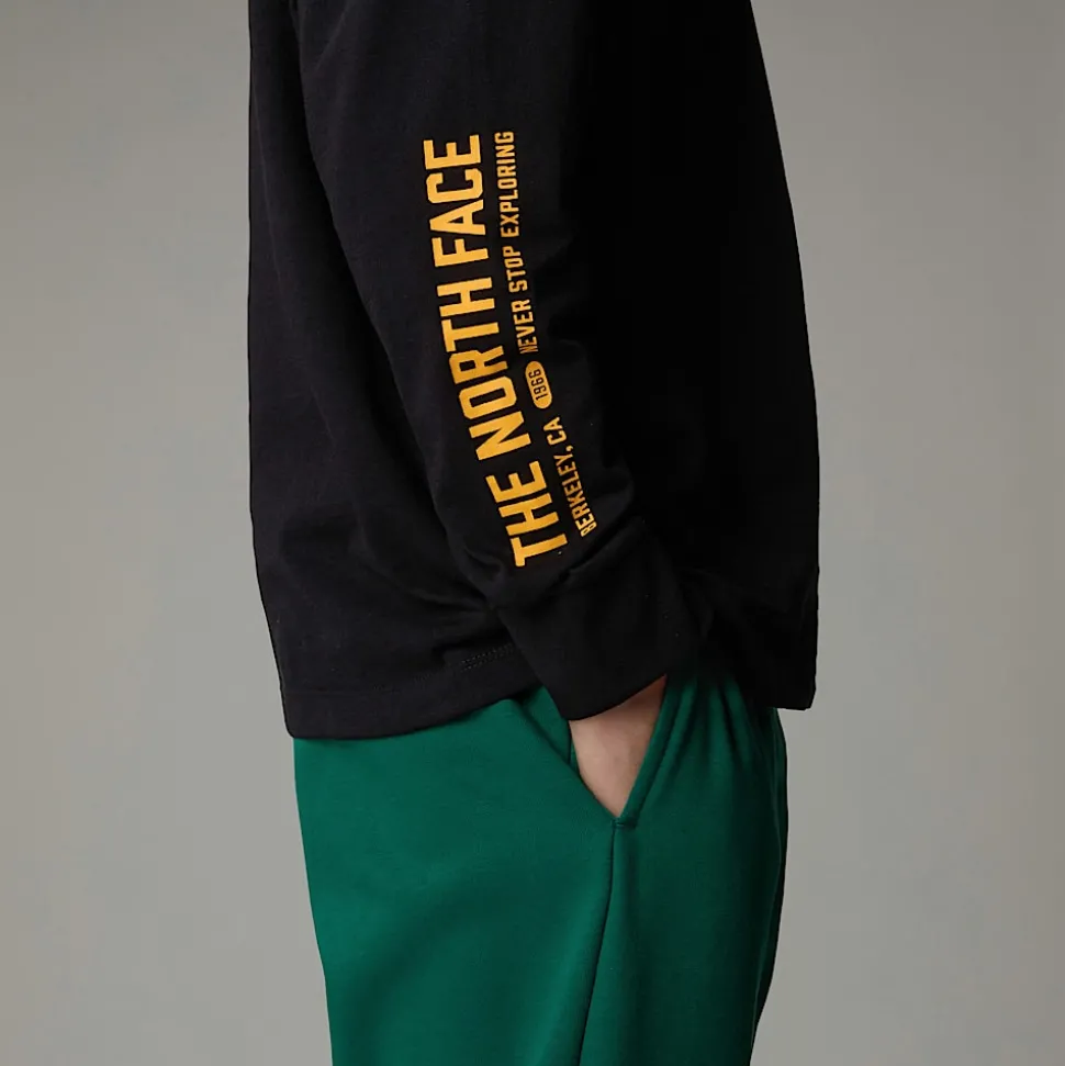 Cheap The North Face Langærmet Varsity Graphic Oversized T-shirt Til Unge TNF Black