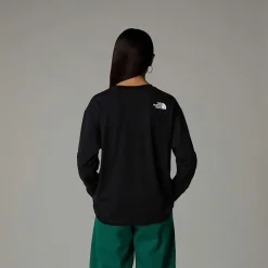 Cheap The North Face Langærmet Varsity Graphic Oversized T-shirt Til Unge TNF Black