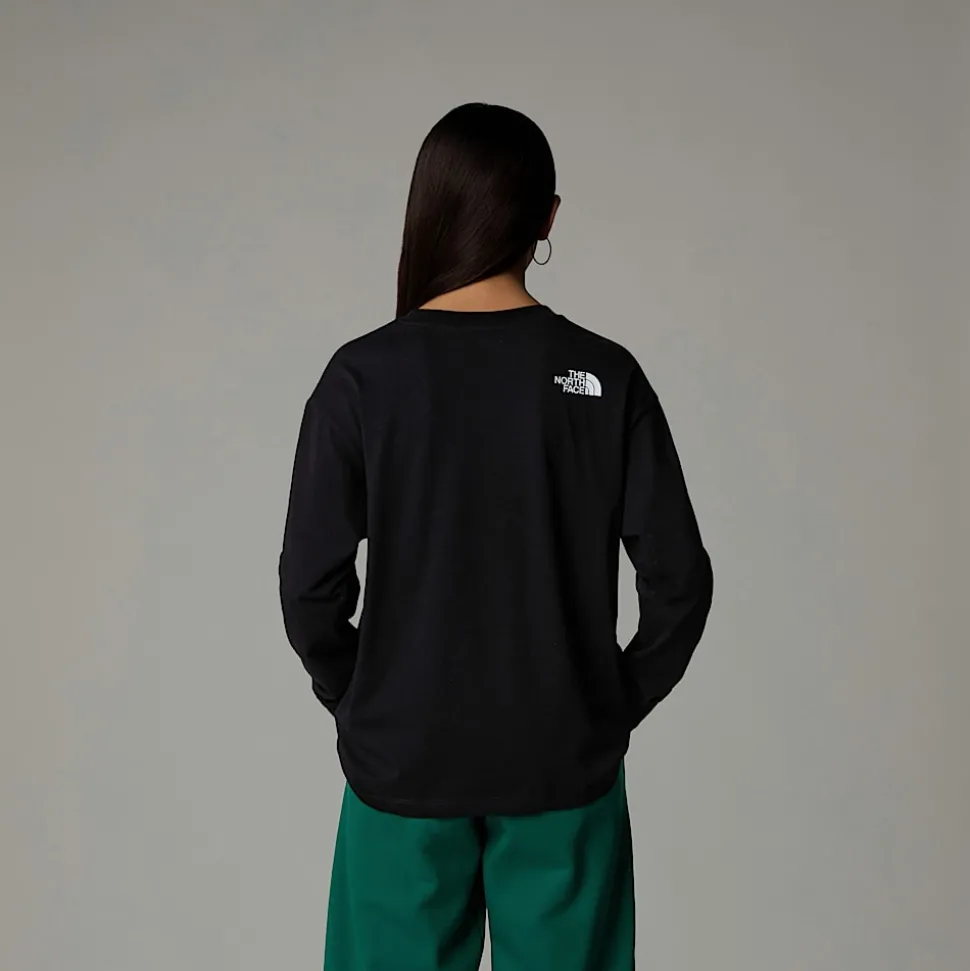 Cheap The North Face Langærmet Varsity Graphic Oversized T-shirt Til Unge TNF Black