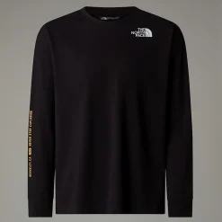 Cheap The North Face Langærmet Varsity Graphic Oversized T-shirt Til Unge TNF Black
