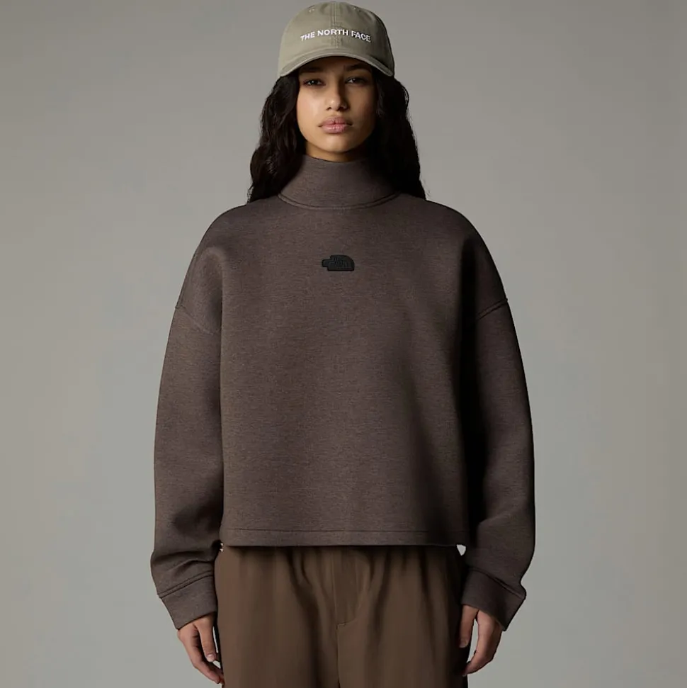 Shop The North Face Mock Neck Sweatshirt Til Damer Smokey Brown Heather