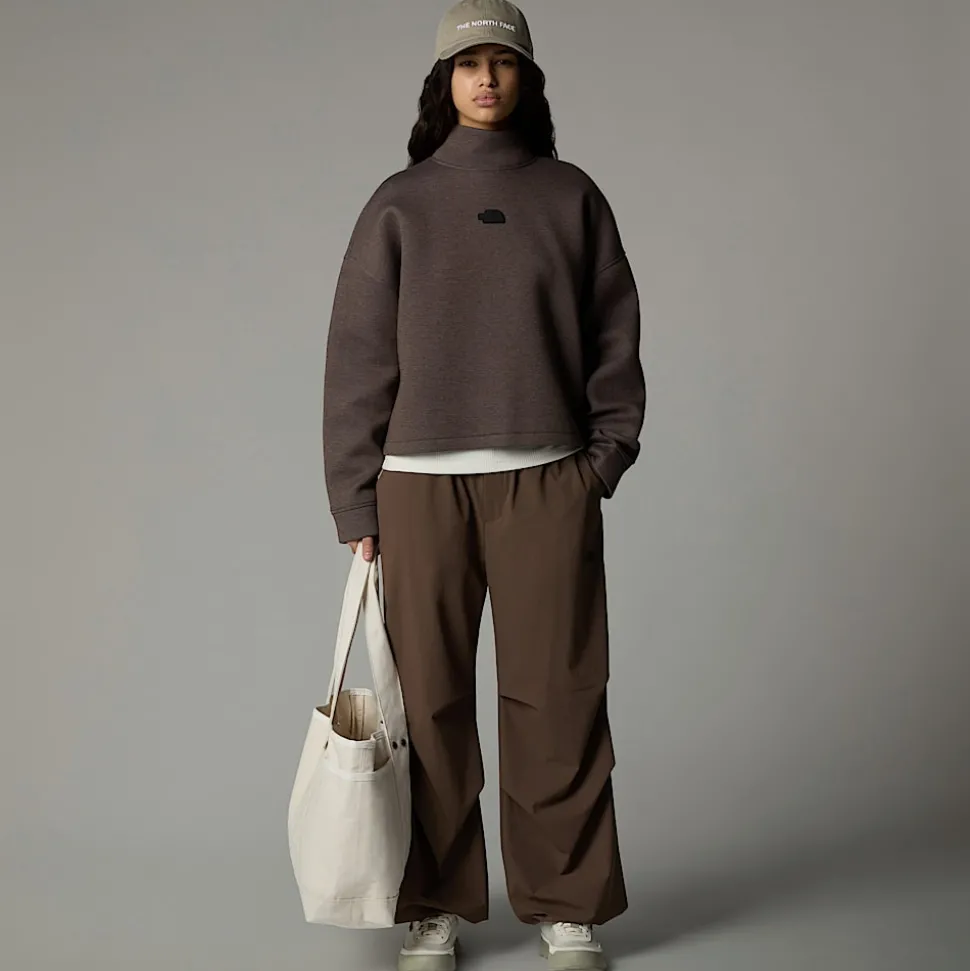 Shop The North Face Mock Neck Sweatshirt Til Damer Smokey Brown Heather