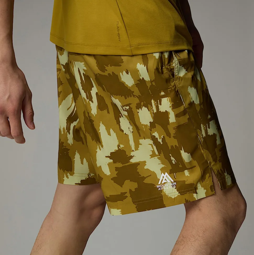 Flash Sale The North Face Mountain Athletics 24/7 7" Shorts Med Tryk Til Herrer Amber Green Painted Mountains Print
