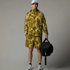 Sale The North Face Mountain Athletics Vindjakke Med Tryk Og Hætte Til Herrer Amber Green Painted Mountains Print