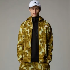 Sale The North Face Mountain Athletics Vindjakke Med Tryk Og Hætte Til Herrer Amber Green Painted Mountains Print