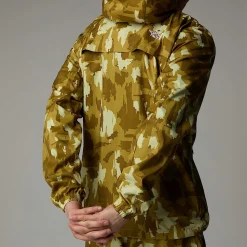 Sale The North Face Mountain Athletics Vindjakke Med Tryk Og Hætte Til Herrer Amber Green Painted Mountains Print