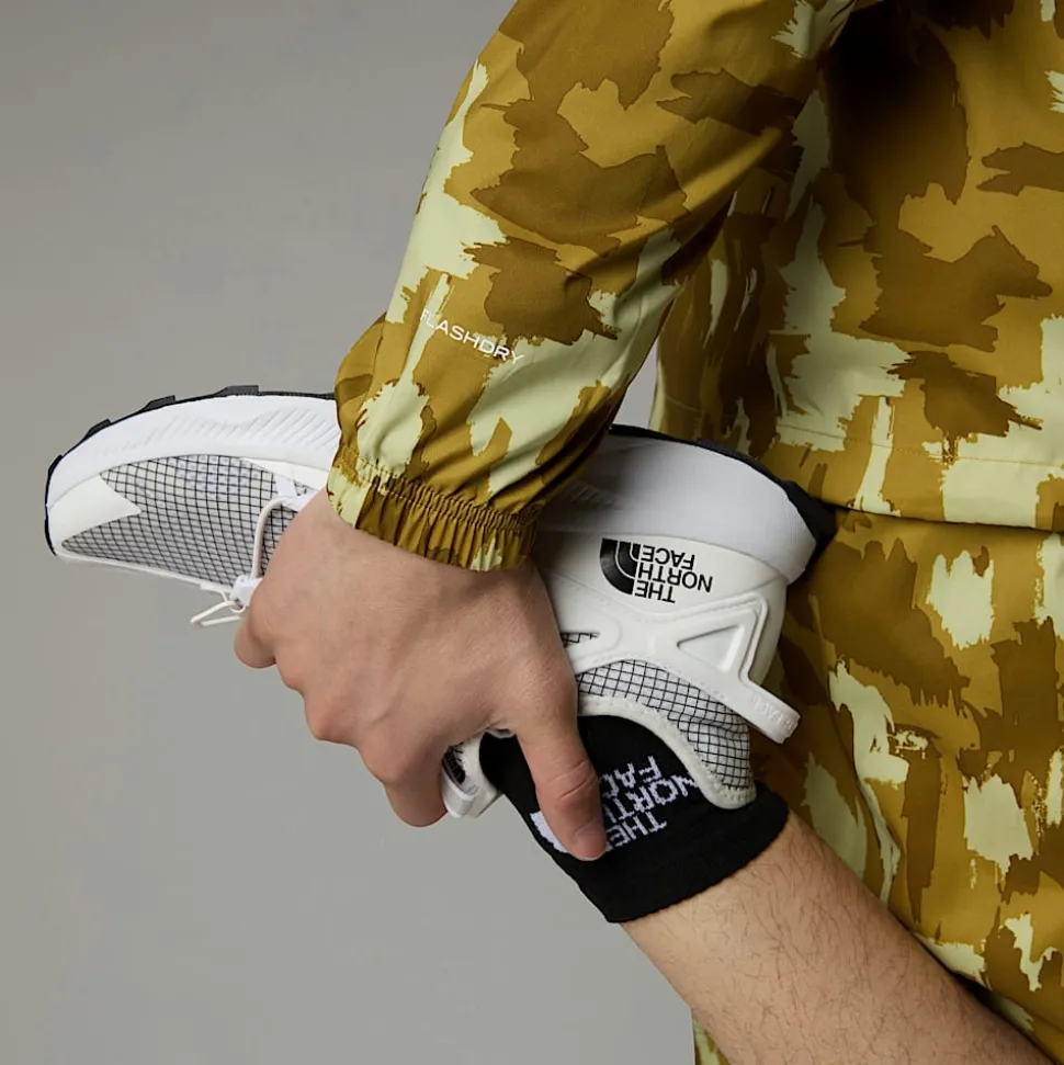 Sale The North Face Mountain Athletics Vindjakke Med Tryk Og Hætte Til Herrer Amber Green Painted Mountains Print