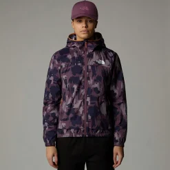 Shop The North Face Mountain Athletics Wind Track Jakke Med Tryk Til Damer Midnight Mauve Painted Mountains Print