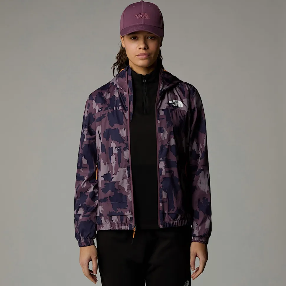 Shop The North Face Mountain Athletics Wind Track Jakke Med Tryk Til Damer Midnight Mauve Painted Mountains Print