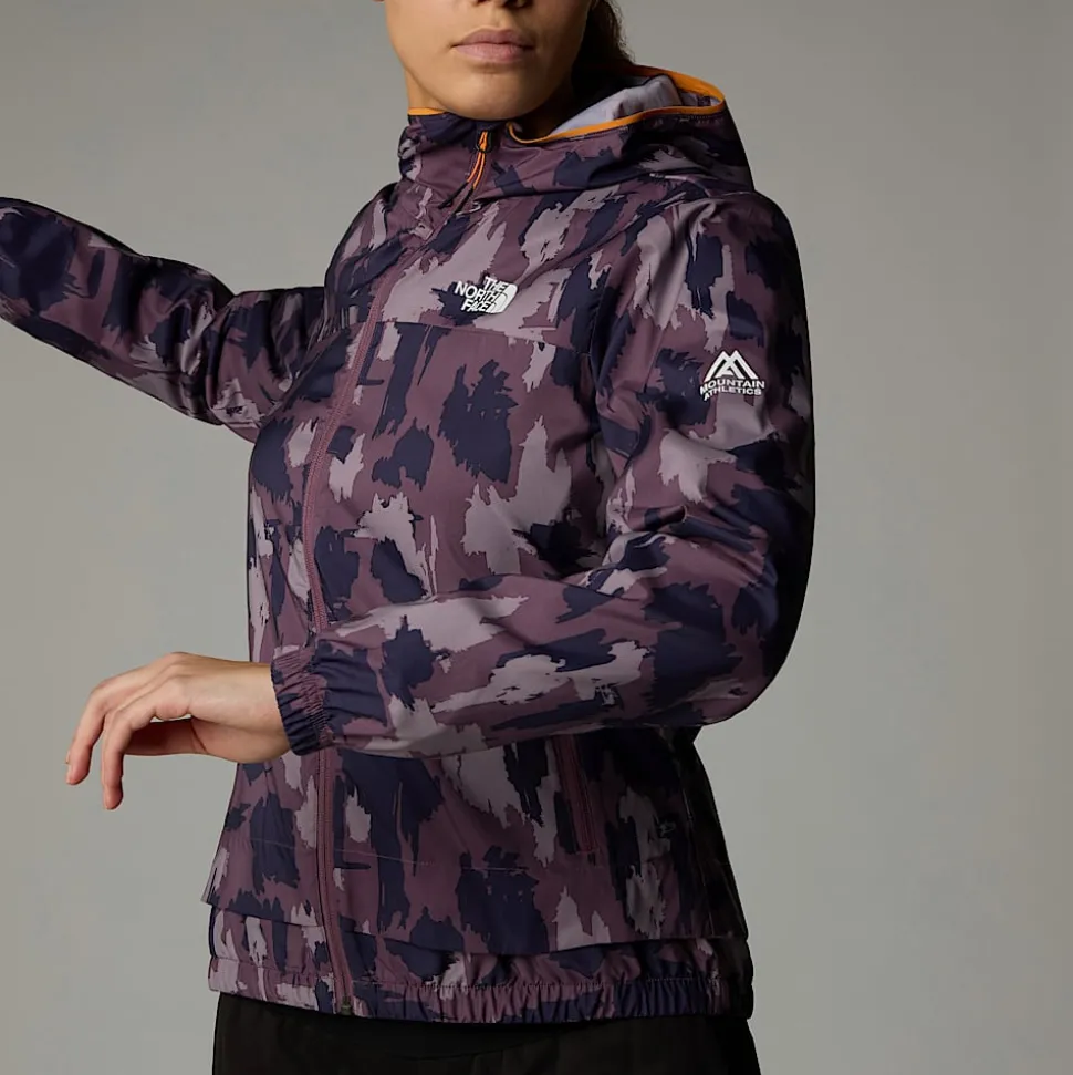 Shop The North Face Mountain Athletics Wind Track Jakke Med Tryk Til Damer Midnight Mauve Painted Mountains Print