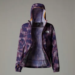 Shop The North Face Mountain Athletics Wind Track Jakke Med Tryk Til Damer Midnight Mauve Painted Mountains Print