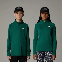 Best The North Face Never Stop Langærmet Top Med Kvart Lynlås Til Unge Evergreen