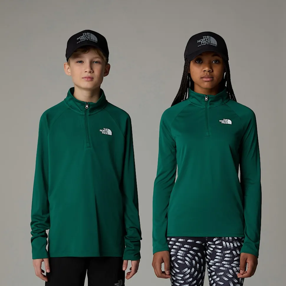 Best The North Face Never Stop Langærmet Top Med Kvart Lynlås Til Unge Evergreen