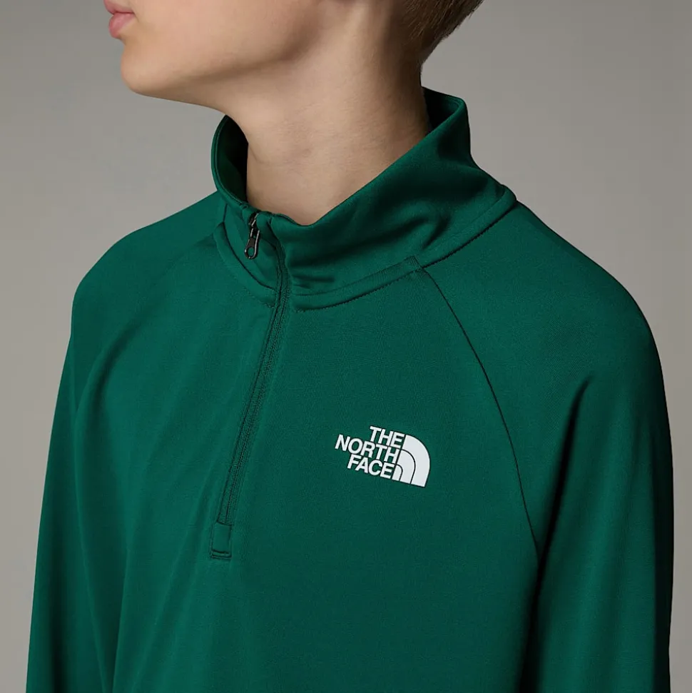 Best The North Face Never Stop Langærmet Top Med Kvart Lynlås Til Unge Evergreen