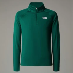 Best The North Face Never Stop Langærmet Top Med Kvart Lynlås Til Unge Evergreen