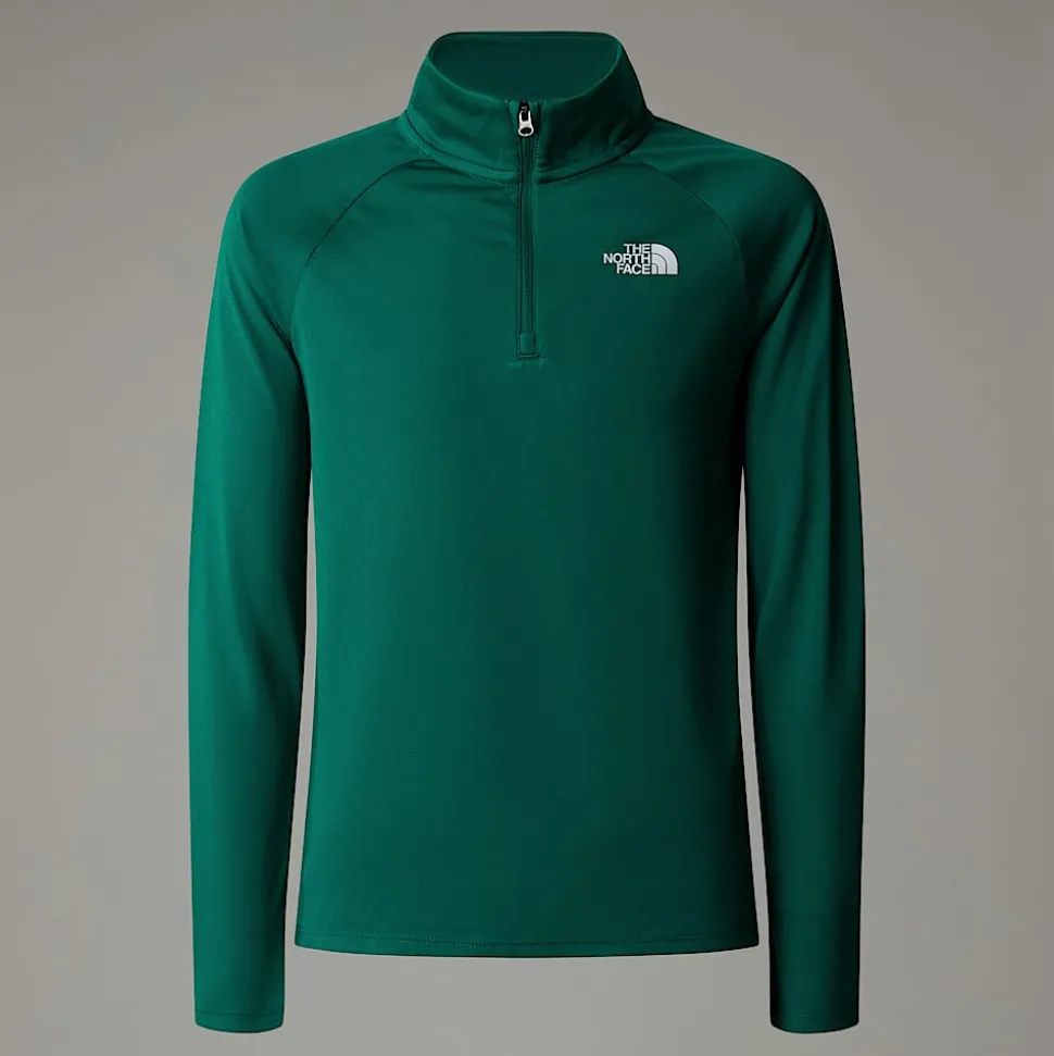 Best The North Face Never Stop Langærmet Top Med Kvart Lynlås Til Unge Evergreen