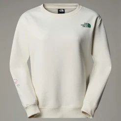 Cheap The North Face Outdoor Multi Graphic Relaxed Sweatshirt Til Damer White Dune-Evergreen